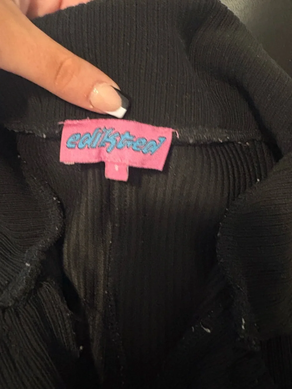 Edikted Black Ribbed Button-Up Romper - Picture 5 of 5